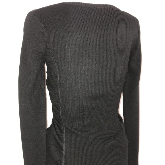 Calvin Klein Ribbed Wool Ruched Waist Long Dress - Picture 10 of 16